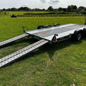 Cheshire Trailers | Horsebox Trailer Hire, Sales, Service, and Repairs | Brian James car transporter ramps down